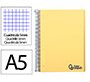Cuaderno espiral liderpapel a5 micro wonder tapa plastico 120h 90gr cuadro 5mm 5 bandas 6 taladros color amarillo