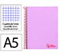 Cuaderno espiral liderpapel a5 micro wonder tapa plastico 120h 90gr cuadro 5mm 5 bandas 6 taladros color violeta