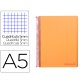 Cuaderno espiral liderpapel a5 micro wonder tapa plastico 120h 90g cuadro 5mm 5 bandas 6 taladros color naranja