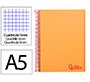 Cuaderno espiral liderpapel a5 micro wonder tapa plastico 120h 90gr cuadro 5mm 5 bandas 6 taladros color naranja