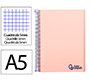 Cuaderno espiral liderpapel a5 micro wonder tapa plastico 120h 90gr cuadro 5mm 5 bandas 6 taladros color rosa