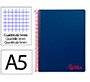 Cuaderno espiral liderpapel a5 micro wonder tapa plastico 120h 90gr cuadro 5mm 5 bandas 6 taladros color azul marino