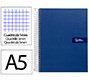 Cuaderno espiral liderpapel a5 micro crafty tapa forrada 120h 90gr cuadro 5mm 5 bandas 6 taladros color azul