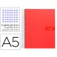 Cuaderno espiral liderpapel a5 micro crafty tapa forrada 120h 90 gr cuadro 5mm 5 bandas6 taladros color rojo