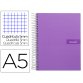 Cuaderno espiral liderpapel a5 micro crafty tapa forrada 120h 90 gr cuadro 5mm 5 bandas6 taladros color violeta