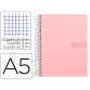 Cuaderno espiral liderpapel a5 micro crafty tapa forrada 120h 90 gr cuadro 5mm 5 bandas6 taladros color rosa