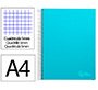 Cuaderno espiral liderpapel a4 micro jolly tapa forrada 140h 75gr cuadro 5mm 5 bandas 4 taladros color celeste