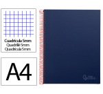 Cuaderno espiral liderpapel a4 micro jolly tapa forrada 140h 75gr cuadro 5mm 5 bandas 4 taladros color azul