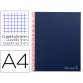 Cuaderno espiral liderpapel a4 micro jolly tapa forrada 140h 75 gr cuadro 5mm 5 bandas 4 taladros color azul