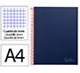 Cuaderno espiral liderpapel a4 micro jolly tapa forrada 140h 75gr cuadro 5mm 5 bandas 4 taladros color azul