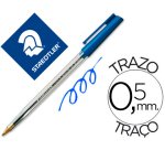 Boligrafo staedtler stick azul con capuchon