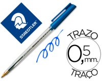 Boligrafo staedtler stick azul con capuchon