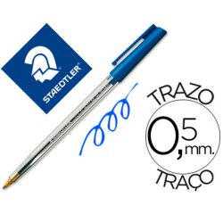 Boligrafo staedtler stick azul con capuchon