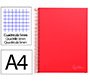 Cuaderno espiral liderpapel a4 micro jolly tapa forrada 140h 75gr cuadro 5mm 5 bandas 4 taladros color rojo