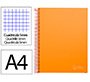 Cuaderno espiral liderpapel a4 micro jolly tapa forrada 140h 75gr cuadro 5mm 5 bandas 4 taladros color naranja