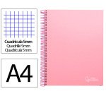 Cuaderno espiral liderpapel a4 micro jolly tapa forrada 140h 75gr cuadro 5mm 5 bandas 4 taladros color rosa