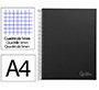 Cuaderno espiral liderpapel a4 micro jolly tapa forrada 140h 75gr cuadro 5mm 5 bandas 4 taladros color negro