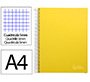 Cuaderno espiral liderpapel a4 micro jolly tapa forrada 140h 75gr cuadro 5mm 5 bandas 4 taladros color amarillo