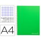 Cuaderno espiral liderpapel a4 micro jolly tapa forrada 140h 75 gr cuadro 5mm 5 bandas 4 taladros color verde