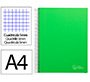 Cuaderno espiral liderpapel a4 micro jolly tapa forrada 140h 75gr cuadro 5mm 5 bandas 4 taladros color verde