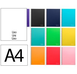 Cuaderno espiral liderpapel a4 micro jolly tapa forrada 140h 75gr liso 5 bandas 4 taladros colores surtidos