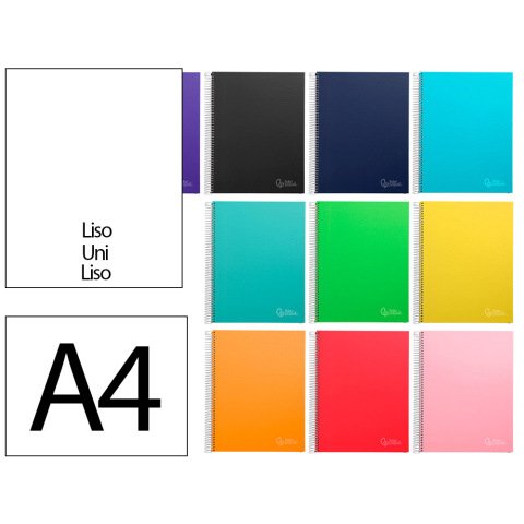 Cuaderno espiral liderpapel a4 micro jolly tapa forrada 140h 75gr liso 5 bandas 4 taladros colores surtidos