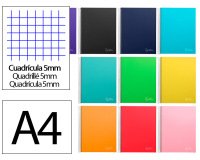 Cuaderno espiral liderpapel a4 micro jolly tapa forrada 140h 75gr cuadro 5mm 5 bandas 4 taladros colores surtidos