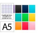 Cuaderno espiral liderpapel a5 micro jolly tapa forrada 140h 75gr cuadro 5mm 5 bandas 6 taladros colores surtidos