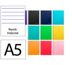 Cuaderno espiral liderpapel a5 micro jolly tapa forrada 140h 75gr horizontal 5 bandas 6 taladros colores surtidos
