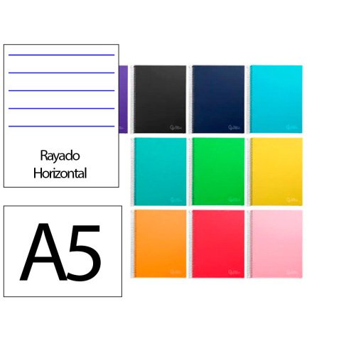Cuaderno espiral liderpapel a5 micro jolly tapa forrada 140h 75gr horizontal 5 bandas 6 taladros colores surtidos