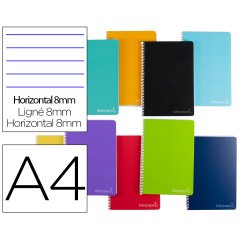 Cuaderno espiral liderpapel a4 micro witty tapa dura 140h 75gr horizontal 8mm 5 bandas 4 taladros colores surtidos