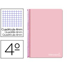 Cuaderno espiral liderpapel cuarto witty tapa dura 80h 75gr cuadro 4mm con margen color rosa