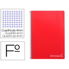 Cuaderno espiral liderpapel folio witty tapa dura 80h 75gr cuadro 4mm con margen color rojo