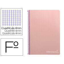 Cuaderno espiral liderpapel folio witty tapa dura 80h 75gr cuadro 4mm con margen color rosa