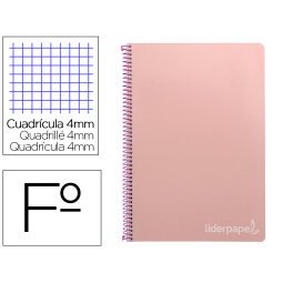 Cuaderno espiral liderpapel folio witty tapa dura 80h 75gr cuadro 4mm con margen color rosa