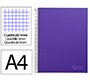 Cuaderno espiral liderpapel a4 micro jolly tapa forrada 140h 75gr cuadro 5mm 5 bandas 4 taladros color lila