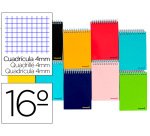 Cuaderno espiral liderpapel bolsillo dieciseavo apaisado smart tapa blanda 80h 60gr cuadro 4mm colores surtidos