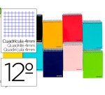 Cuaderno espiral liderpapel bolsillo doceavo apaisado smart tapa blanda 80h 60gr cuadro 4mm colores surtidos