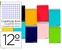 Cuaderno espiral liderpapel bolsillo doceavo apaisado smart tapa blanda 80h 60gr cuadro 4mm colores surtidos