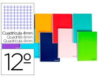 Cuaderno espiral liderpapel bolsillo doceavo smart tapa blanda 80h 60gr cuadro 4mm colores surtidos