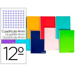 Cuaderno espiral liderpapel bolsillo doceavo smart tapa blanda 80h 60gr cuadro 4mm colores surtidos