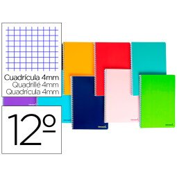 Cuaderno espiral liderpapel bolsillo doceavo smart tapa blanda 80h 60gr cuadro 4mm colores surtidos