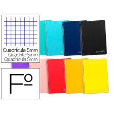 Cuaderno espiral liderpapel folio witty tapa dura 80h 75gr cuadro 5mm con margen colores surtidos