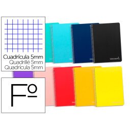 Cuaderno espiral liderpapel folio witty tapa dura 80h 75gr cuadro 5mm con margen colores surtidos