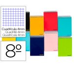 Cuaderno espiral liderpapel bolsillo octavo apaisado smart tapa blanda 80h 60gr cuadro 4mm colores surtidos