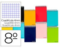 Cuaderno espiral liderpapel bolsillo octavo apaisado smart tapa blanda 80h 60gr cuadro 4mm colores surtidos