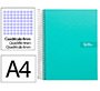 Cuaderno espiral liderpapel a4 crafty tapa forrada 80h 90gr cuadro 4mm con margen color turquesa