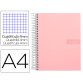 Cuaderno espiral liderpapel a4 crafty tapa forrada 80h 90 gr cuadro 4mm con margen color rosa