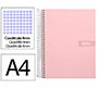 Cuaderno espiral liderpapel a4 crafty tapa forrada 80h 90gr cuadro 4 mm con margen color rosa