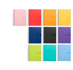 Cuaderno espiral liderpapel a4 crafty tapa forrada 80h 90 gr cuadro 3mm con margen colores surtidos